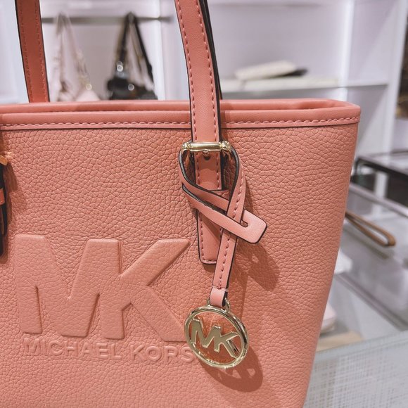 Michael Kors Jet Set XS Carryall Tote Crossbody Floating MK Logo Sherbert Pink - Picture 2 of 7